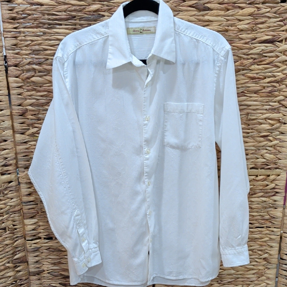 Tommy Bahama White Long Sleeve Button Down Shirt Size Medium